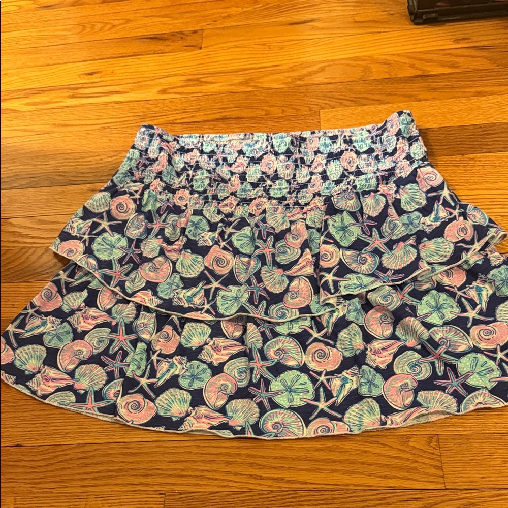 Simply Southern Seashell and Starfish Mini Skirt - Blue and Pink
